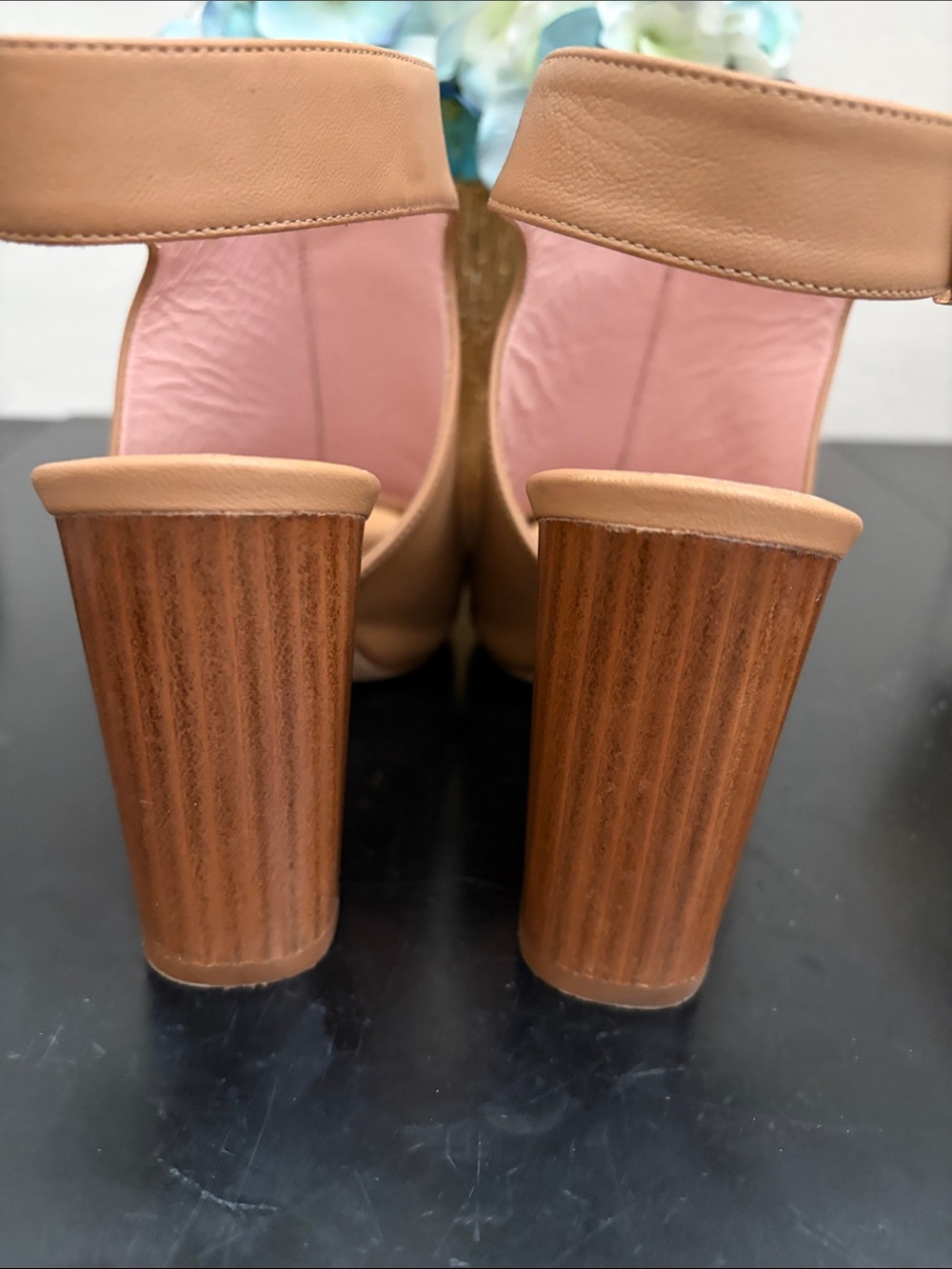 kate spade Tan Leather Open-Peep Toe Slingback Mules (3 1/2 in. Heels) - Picture 4 of 9